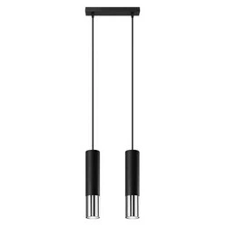 Lampa wisząca Loopez 2 czarna chrom nowoczesna do salonu kuchni jadalni nad wyspę