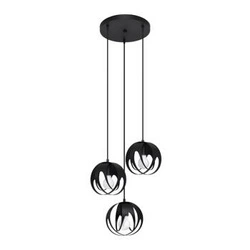 Lampa wisząca kula Tulos 3-punktowa czarna nowoczesna do salonu i nad wyspę