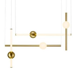 Lampa sufitowa O-LINE S-4 LED mosiądz nowoczesna regulowana do salonu 79cm