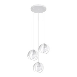 Lampa wisząca kula Tulos 3-punktowa biała do salonu i jadalni nowoczesna