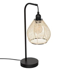 Lampka nocna do sypialni Delia Atmosphera czarna rustykalna z papierowym abażurem 47,5 cm