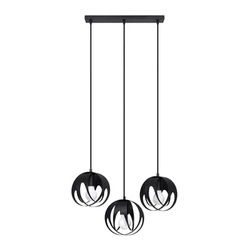 Lampa wisząca kula Tulos 3-punktowa czarna do salonu, jadalni lub nad wyspę