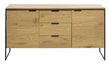 Komoda Resul 155 cm nowoczesna dąb czarna z szufladami do salonu Unique Furniture