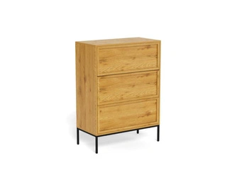 Komoda Palmdale dąb naturalny czarna nowoczesna 3 szuflady 80 cm