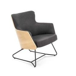 Fotel do salonu Calderon tapicerowany na płozach szary dąb nowoczesny industrialny Intesi