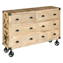 Komoda drewniana z szufladami Silas mango 150 cm do salonu rustykalna Atmosphera