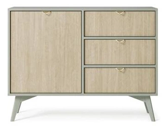 Komoda Sage glamour z szufladami i szafką w jodełkę na nóżkach do salonu 106 cm