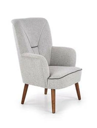 Fotel uszak Puple szary do salonu skandynawski tapicerowany na drewnianych nogach Intesi