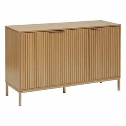 Komoda Tasso ryflowana naturalna 120 cm na złotych nogach do salonu nowoczesna Atmosphera