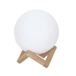 Lampka nocna Moon Intesi nowoczesna drewniana do sypialni ze zmianą barwy światła 19 cm