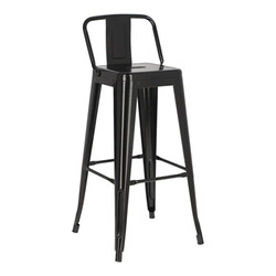 Hoker Paris Back 75 cm czarny metalowy industrialny z oparciem do kuchni i wyspy inspirowany Tolix