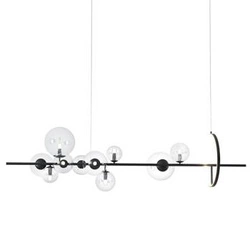Lampa wisząca kula Orion Long czarna 120cm LED do salonu i nad wyspę kuchenną
