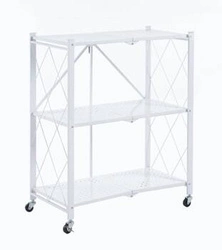 Regał metalowy Eamy biały na kółkach 3 półki nowoczesny do gabinetu lub kuchni