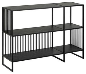 Regał na książki do salonu Strington niski czarny metalowy loftowy 120 cm Actona