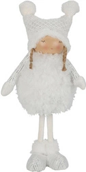Figurka dekoracyjna Dziewczynka Śnieżynka Intesi 42cm biała glamour do salonu i na prezent
