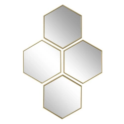 Zestaw 4 luster dekoracyjnych Diamond Intesi glamour w złotej ramie na ścianę do salonu