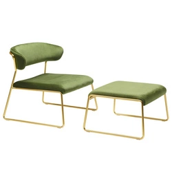 Fotel lounge Lisa SCAB Design zielony welur na złotych płozach do salonu nowoczesny glamour