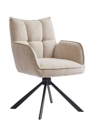 Fotel obrotowy tapicerowany Merys beżowy do salonu nowoczesny z podłokietnikami