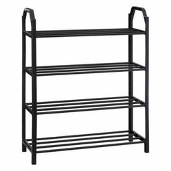 Czarny regał na buty 4 półki 5five simply smart loftowy, kompaktowy do przedpokoju