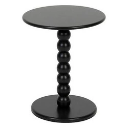 Okrągły stolik kawowy Chamlo czarny drewniany minimalistyczny do salonu i sypialni 38 cm