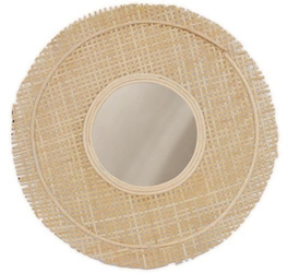 Lustro okrągłe Anafi boho wiszące z wikliny do salonu lub sypialni Intesi 49,5 cm