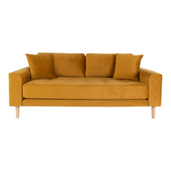 Sofa Lido 2,5 żółta/ nogi naturalne