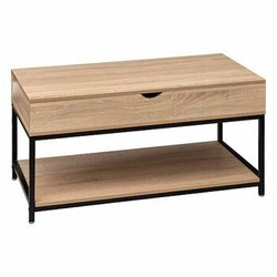 Stolik kawowy Aliaj rozkładany loftowy prostokątny naturalny czarny do salonu 95x50 cm