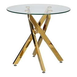 Stolik kawowy Amber okrągły szklany 60 cm transparentny złoty glamour do salonu Intesi