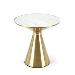 Stolik kawowy Aventure okrągły biały marmur złoty glamour do salonu 50x52 cm Intesi