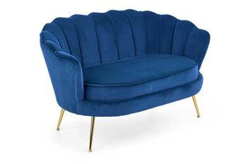 Sofa dwuosobowa welurowa Florencja granatowa glamour do salonu na złotych nogach Intesi