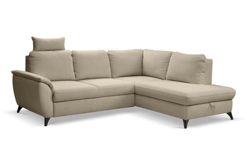 Narożnik z funkcją spania Nevada beżowy prawy do salonu nowoczesny z pojemnikiem