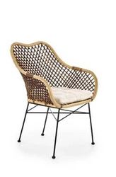 Krzesło rattanowe Mauri boho z podłokietnikami do jadalni i salonu brązowe Intesi