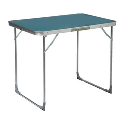 Stół składany Otano 80 cm niebieski do ogrodu i na balkon, lekki metalowy blat outdoor