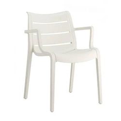 Krzesło ogrodowe Sunset SCAB Design białe z tworzywa sztaplowane z podłokietnikami łatwe czyszczenie