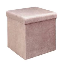 Pufa welurowa ze schowkiem Intesi Vels różowa glamour do salonu 38x38 cm składana