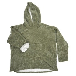 Bluzo koc z kapturem Intesi Snuddie zielony, ciepły koc polarowy do salonu