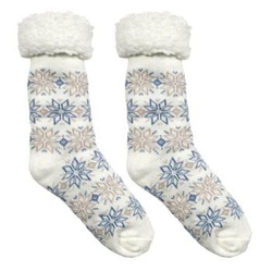Intesi skarpetki świąteczne beżowe z motywem śnieżynki, miękkie, przyjemne w dotyku