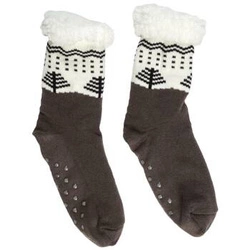 Skarpetki antypoślizgowe zimowe sherpa Intesi brązowe 39-42 ciepłe do domu