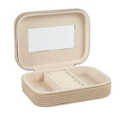 Organizer na biżuterię do szuflady Velour Intesi brązowy z lusterkiem sztruksowy