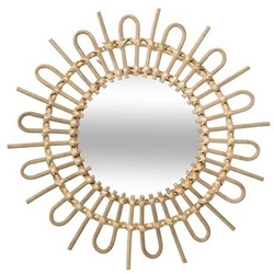 Lustro okrągłe boho Sunflower 50cm wiszące do salonu w rattanowej ramie Atmosphera