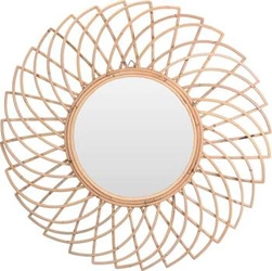 Okrągłe lustro boho Intesi Burgos z wikliny do przedpokoju i salonu na ścianę 90 cm