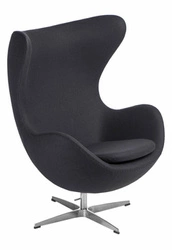 Fotel uszak Jajo Egg grafitowy kaszmir obrotowy bujany nowoczesny do salonu D2.DESIGN