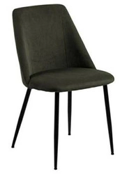 Krzesło tapicerowane Ines zielone do jadalni nowoczesne na czarnych metalowych nogach Actona