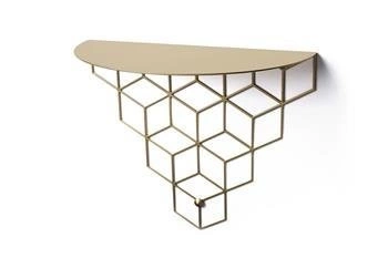 Nowoczesna półka ścienna Stiga złota metalowa do salonu i sypialni na książki POLYHEDRA