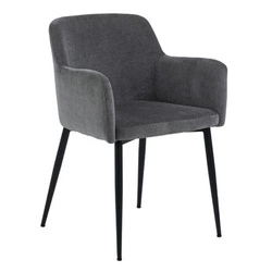Krzesło do jadalni Karen Actona tapicerowane welur szare z podłokietnikami nowoczesne