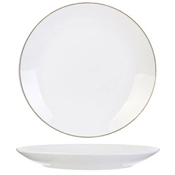 Talerz obiadowy Pearl Gold 27 cm biały ceramiczny glamour ze złotą obwódką do jadalni