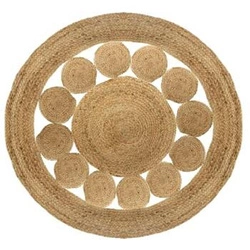 Dywan jutowy okrągły Esra 120 cm boho naturalny do salonu i sypialni Atmosphera
