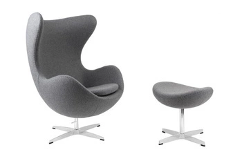 Fotel uszak Jajo z podnóżkiem szary kaszmir nowoczesny obrotowy do salonu i biura D2.DESIGN
