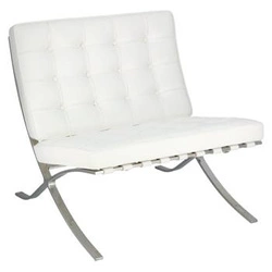 Fotel wypoczynkowy BA1 inspirowany Barcelona do salonu biały ekoskóra nowoczesny glamour