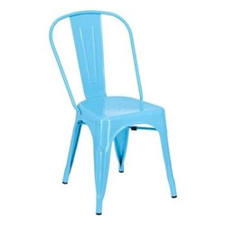 Krzesło metalowe Paris niebieskie inspirowane Tolix do jadalni i kuchni industrialne D2.DESIGN